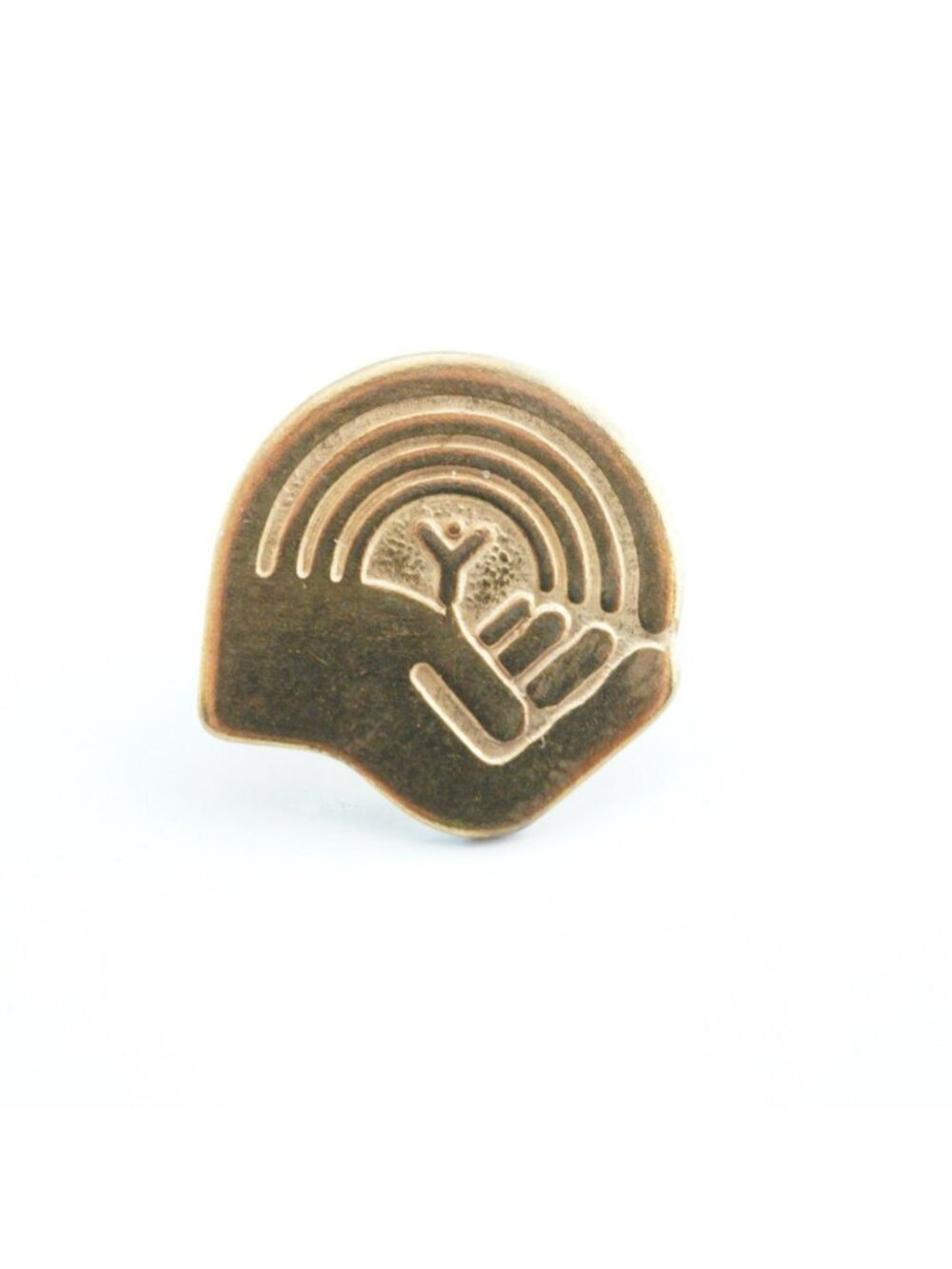Vintage United Way Brass Lapel Pin Back Hand And Rainbow Design Made In Taiwan